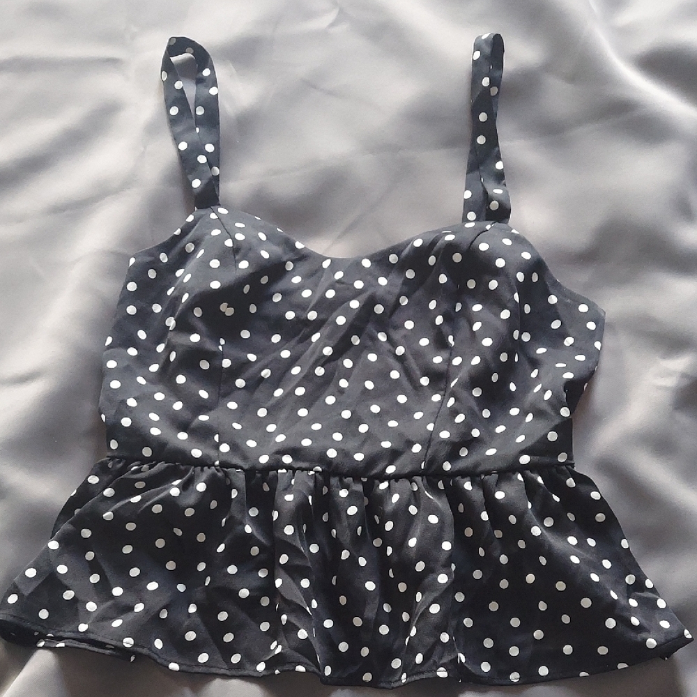 Polka Dot Peplum Top